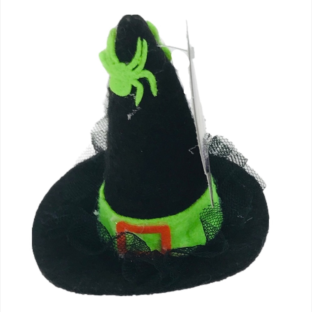 Spellbound Witch’s Spider Hat Hair Clip, Black, Green
